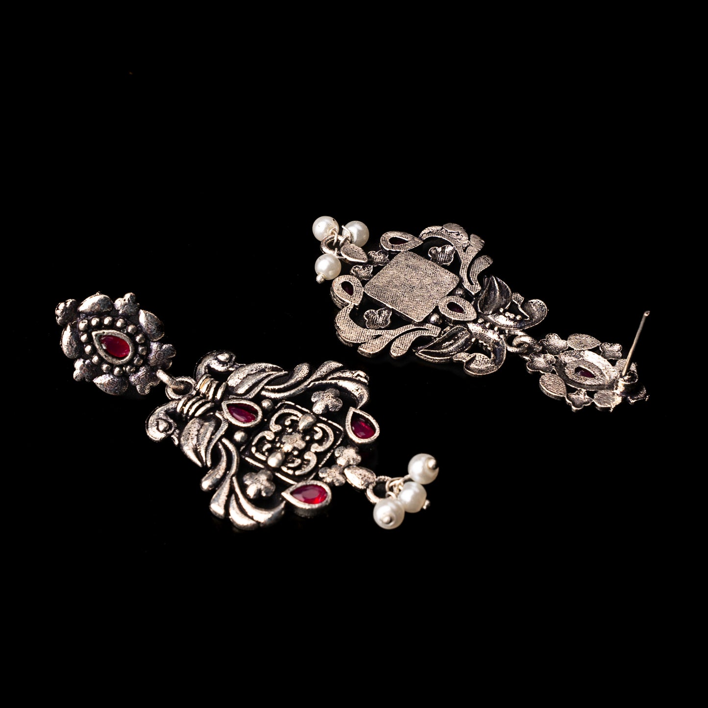 Feathered Grace dangler earrings (Red)