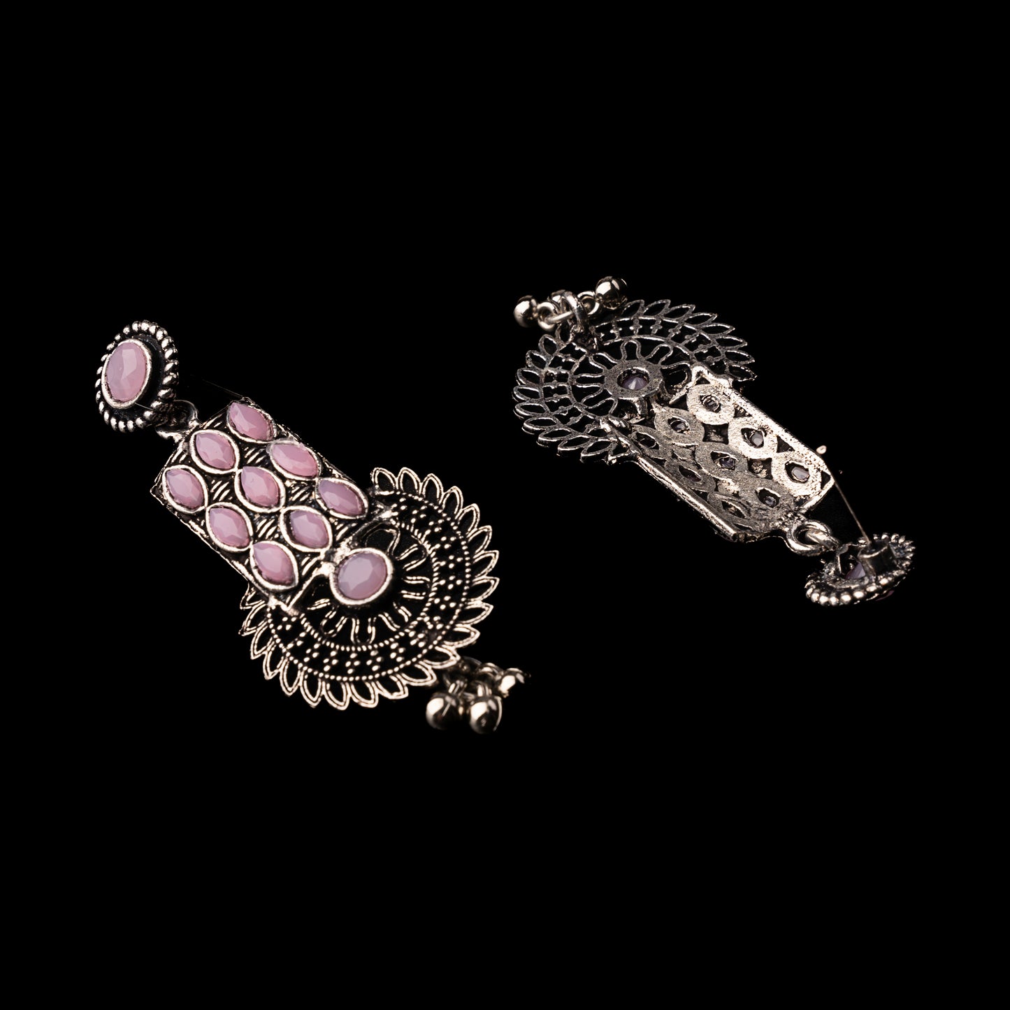 Mystic Chakra stone studded dangler earring (Baby Pink)