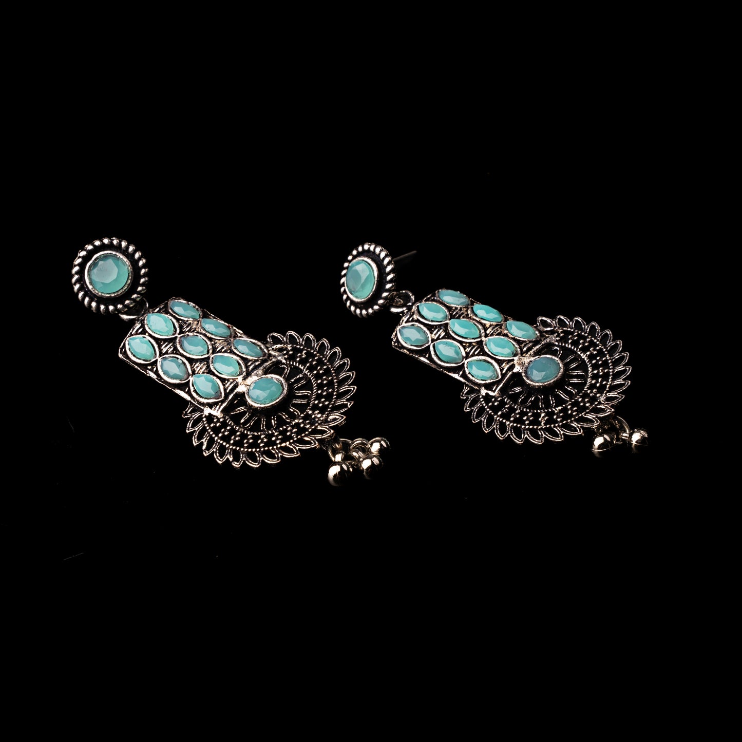 Mystic Chakra stone studded dangler earring (Mint)
