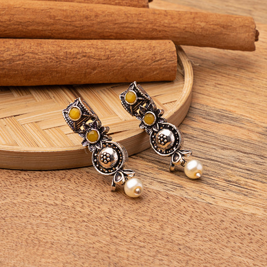Wonderful wildflower oxidised stud earrings (Yellow)
