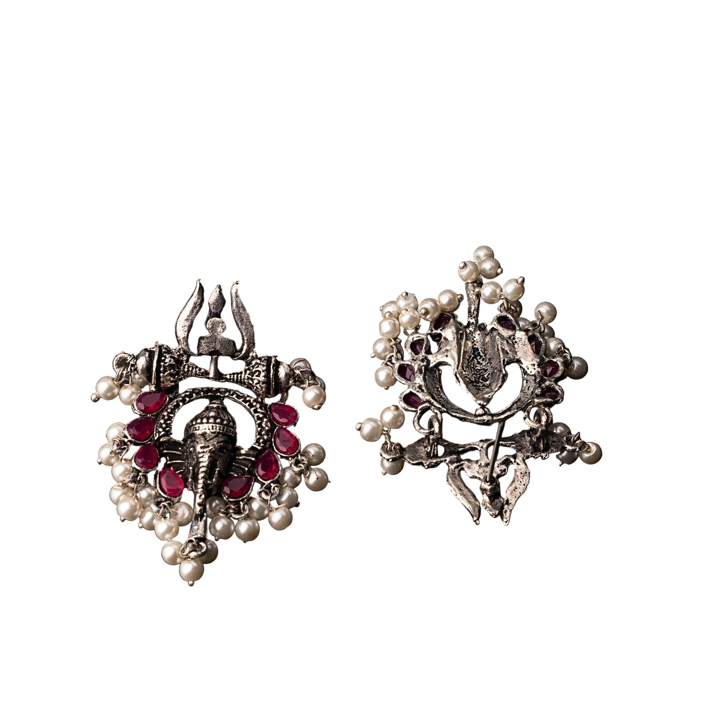 Sacred Sparkle pearl dangler earrings (Red)
