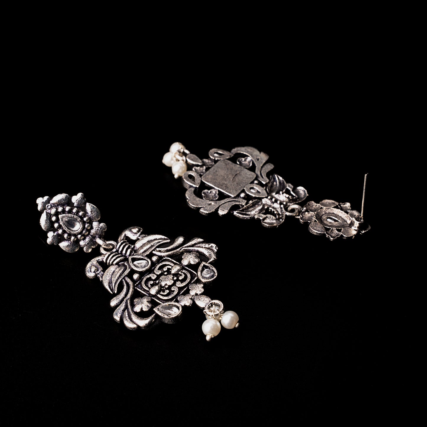 Feathered Grace dangler earrings (White)