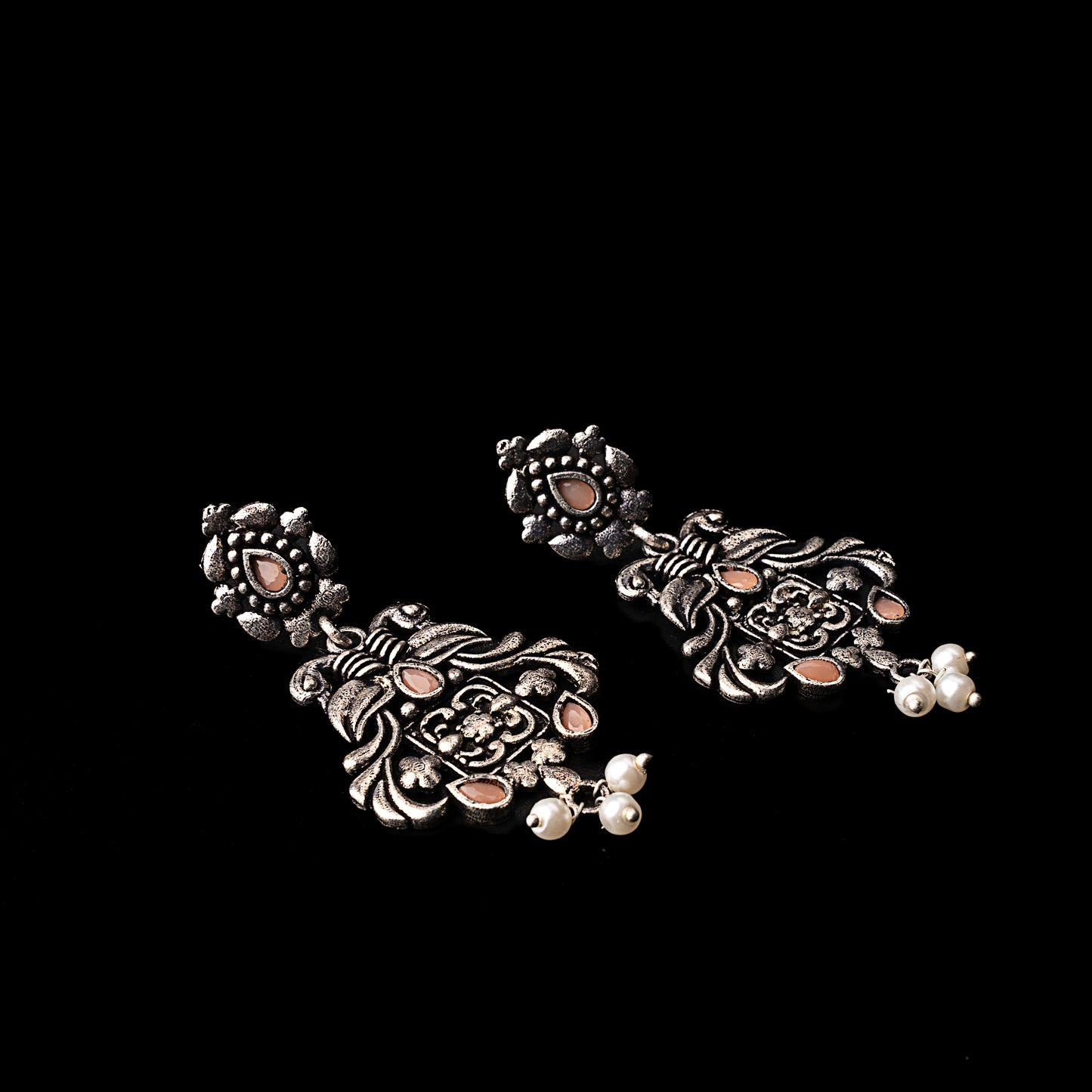 Feathered Grace dangler earrings (Light Orange)