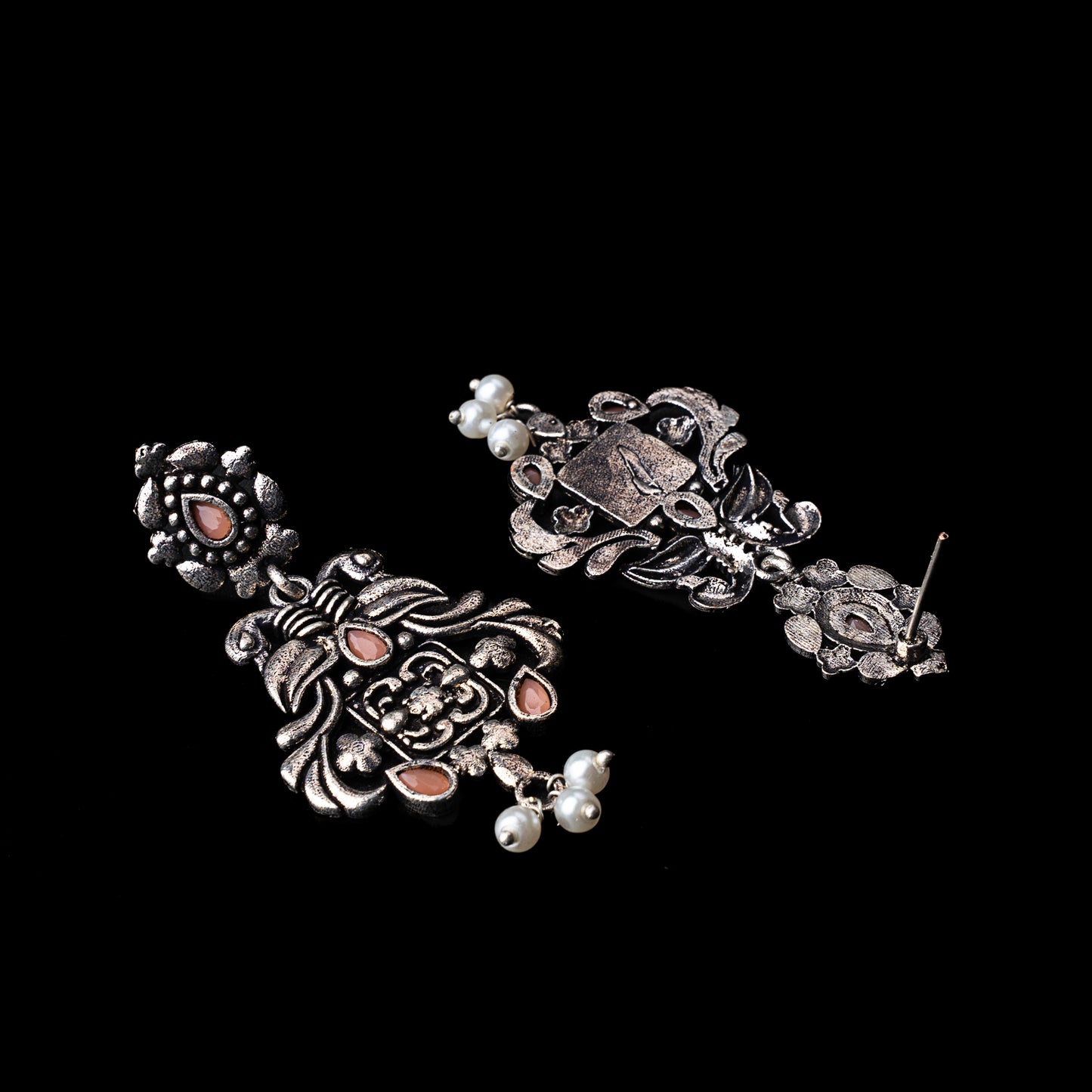 Feathered Grace dangler earrings (Light Orange)