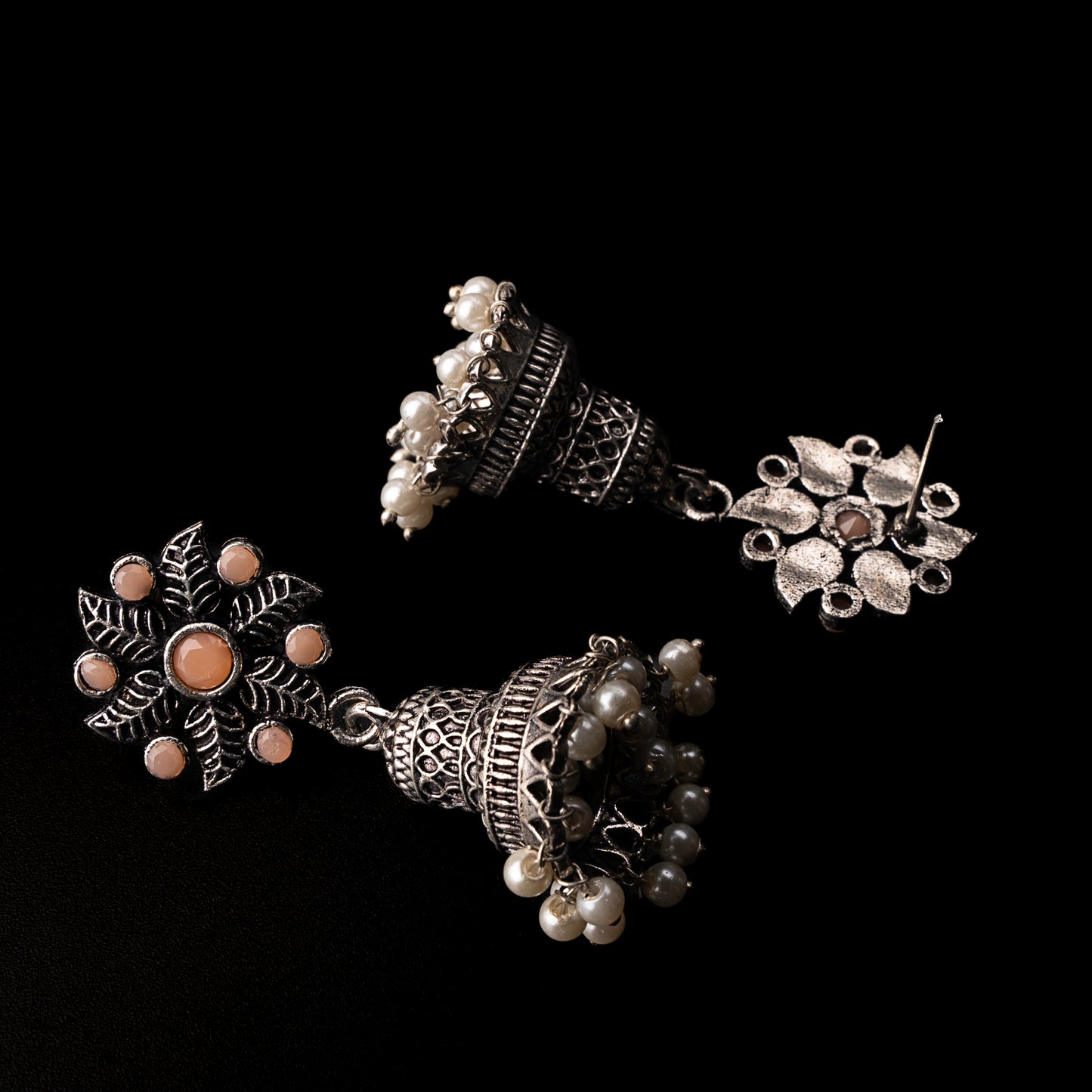 Fearless flower jhumki earring (Light Orange)