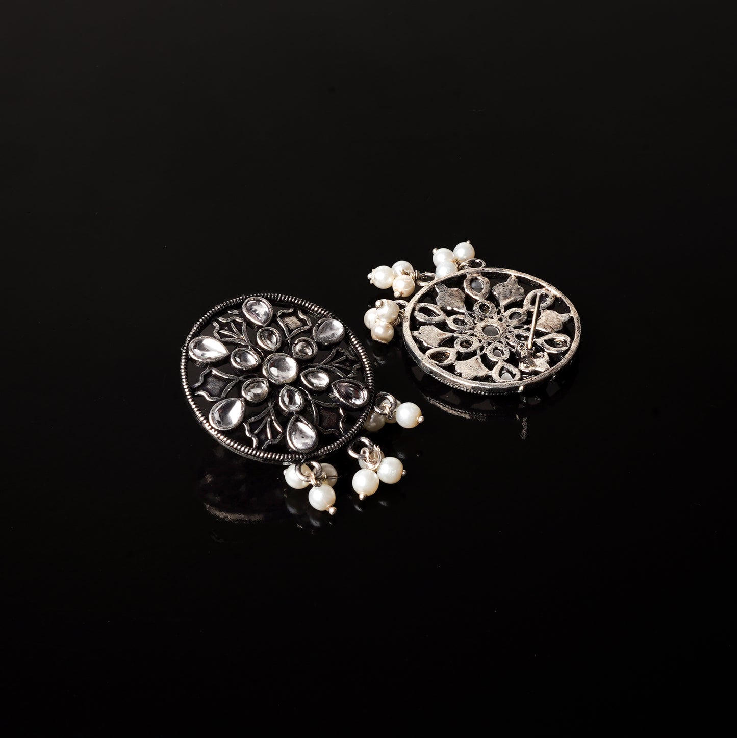 Glass drops Dangler Earrings (White)