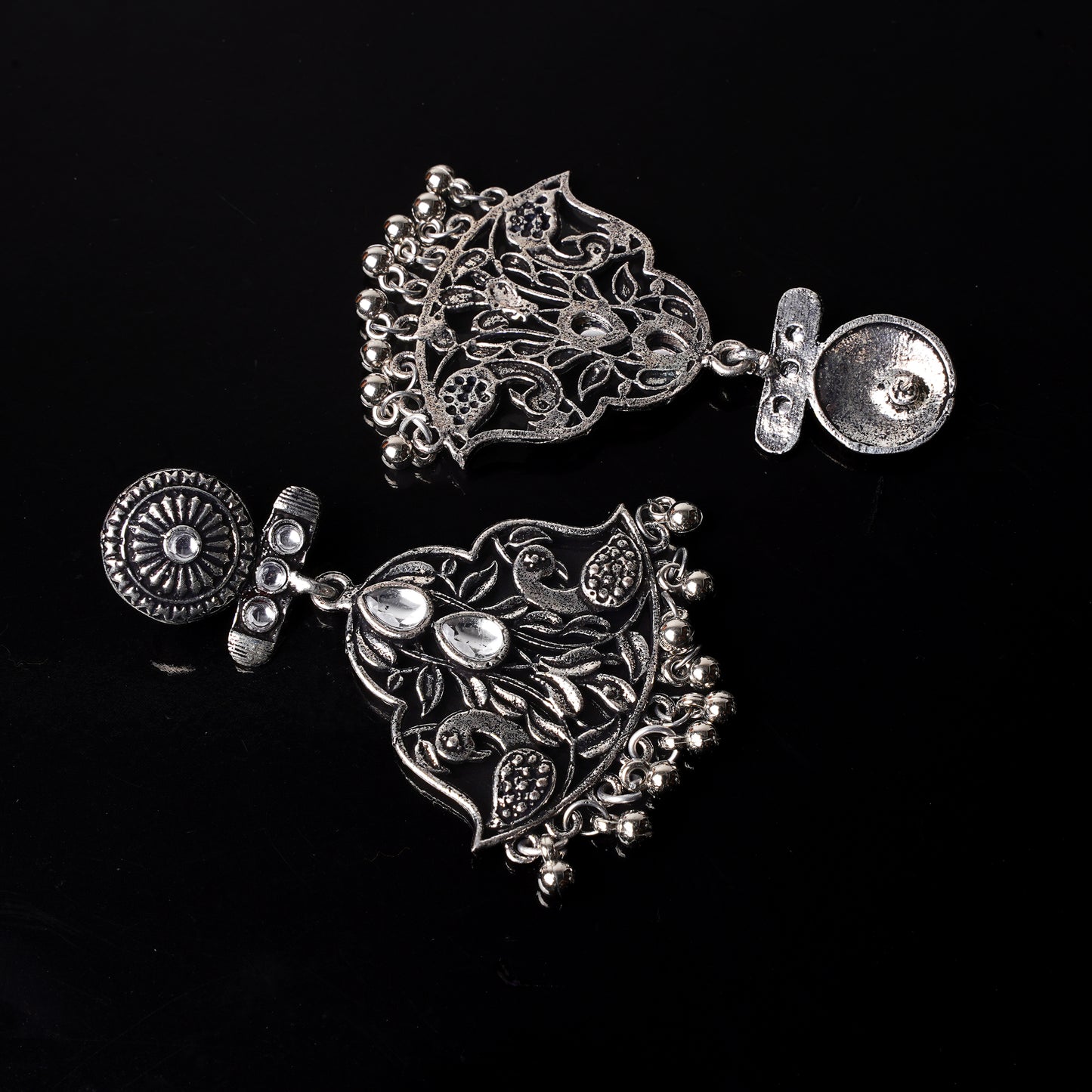 Peacock Pataka Dangler Earring (White)