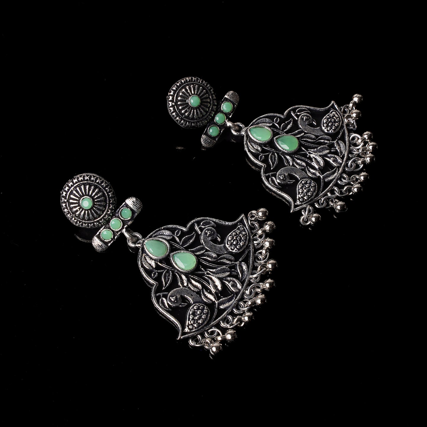 Peacock Pataka Dangler Earring (Pista)