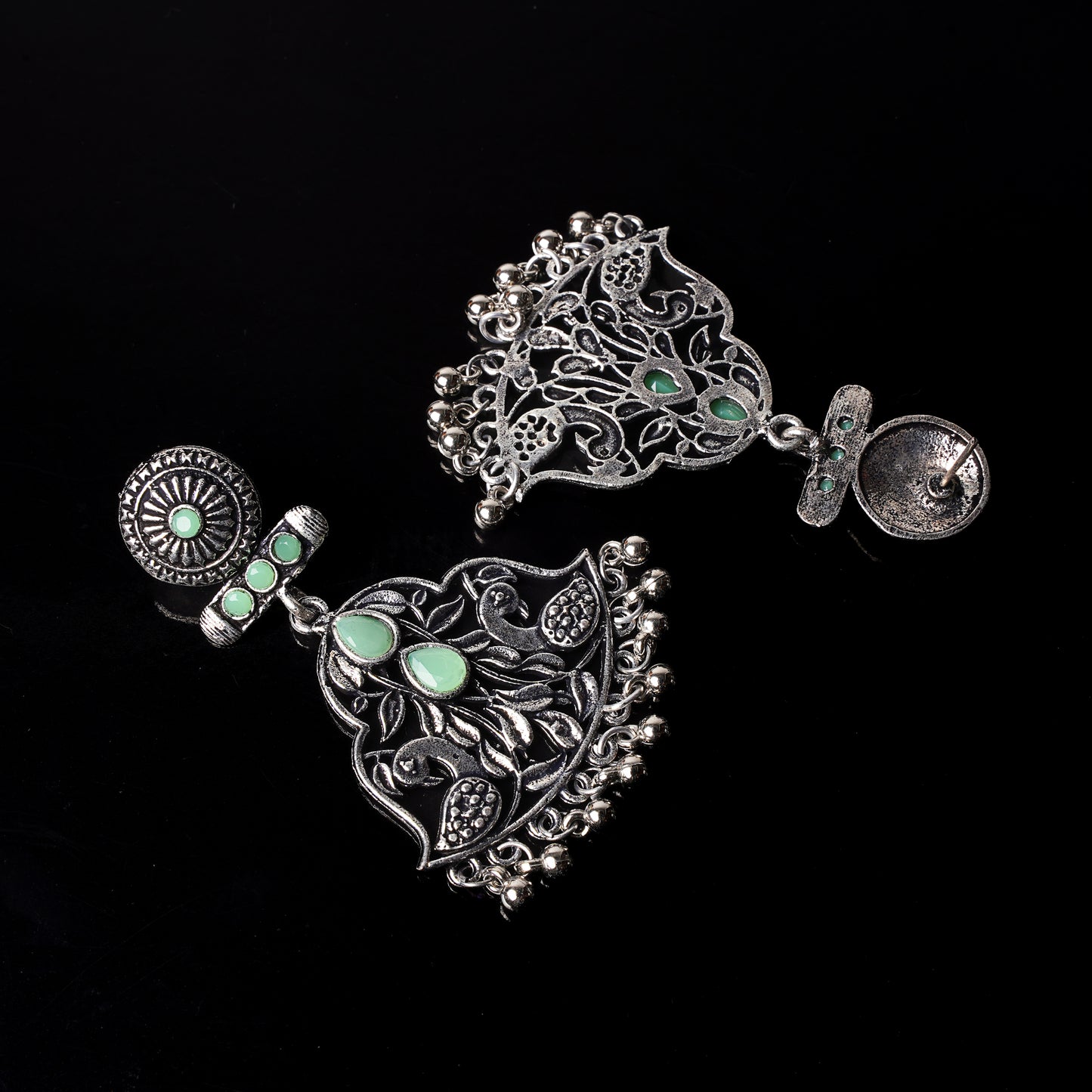 Peacock Pataka Dangler Earring (Pista)