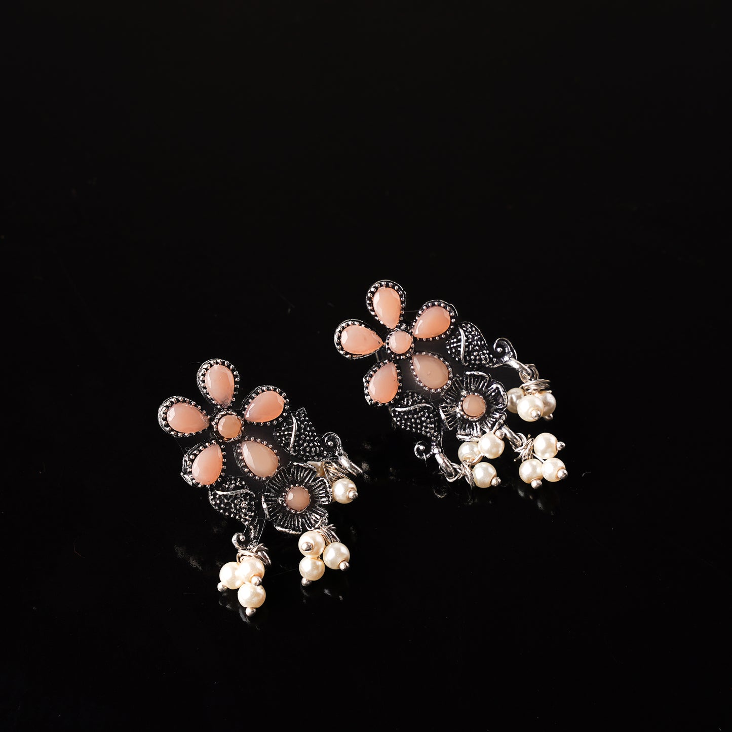 Floral Drop stud earrings (Light Orange)