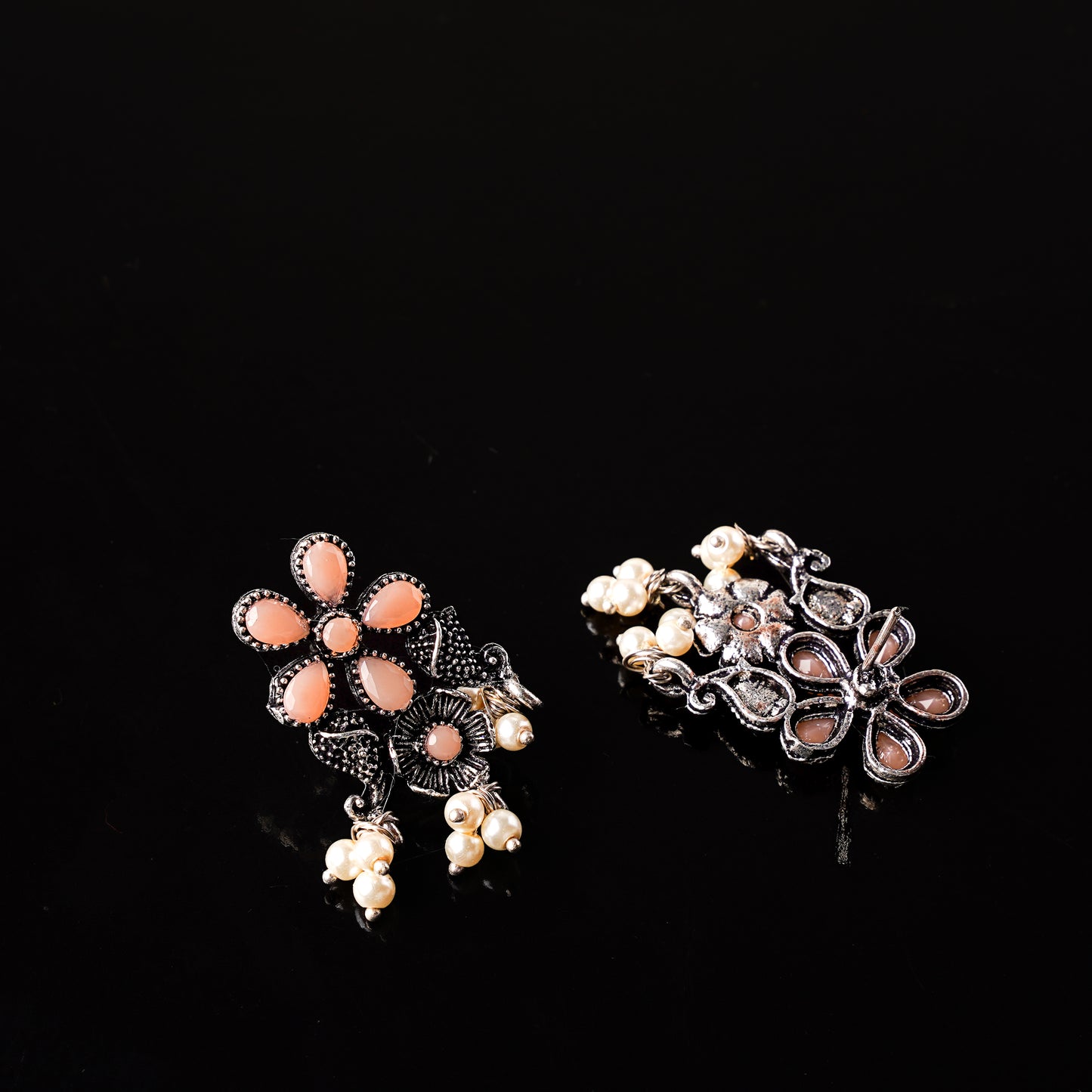 Floral Drop stud earrings (Light Orange)