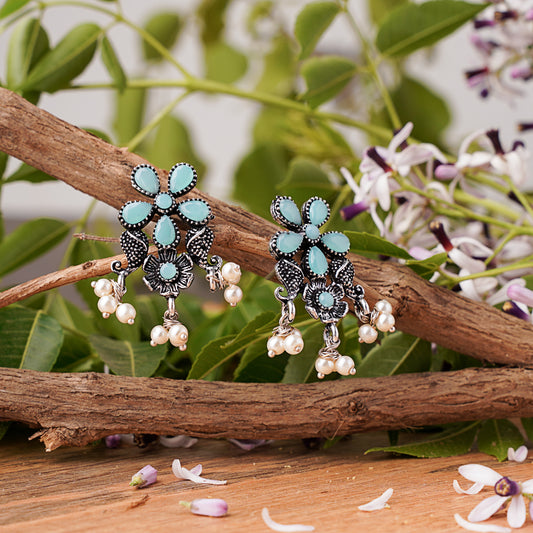 Floral Drop stud earrings (Mint)
