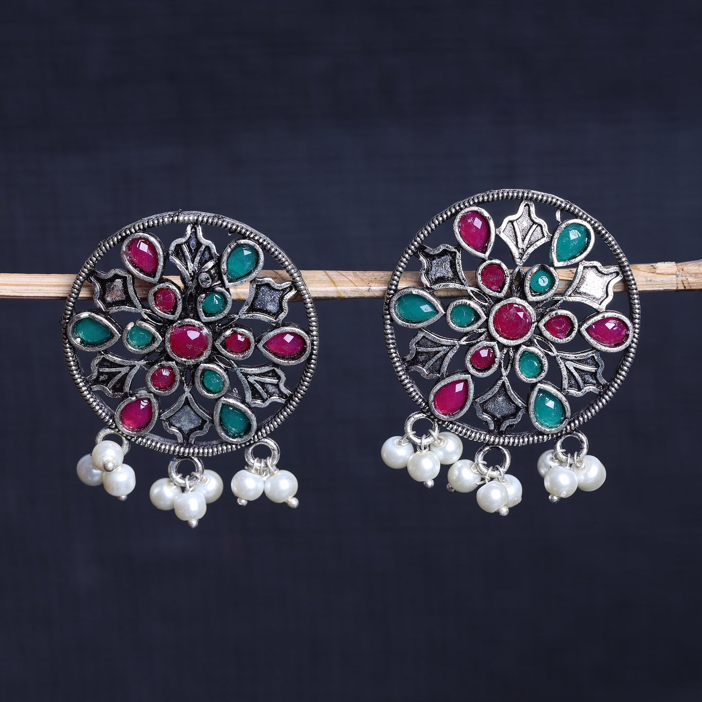 Glass drops Dangler Earrings (Multicolored)