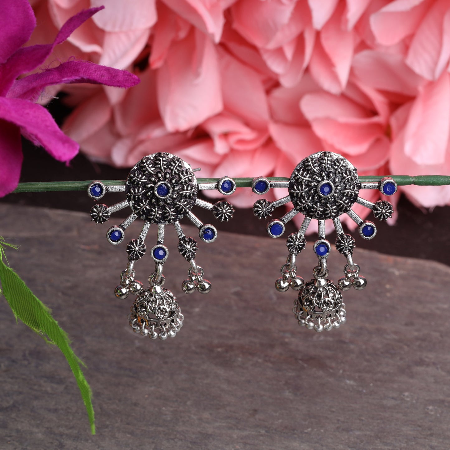 Slays and rays jhumki earrings (Blue)