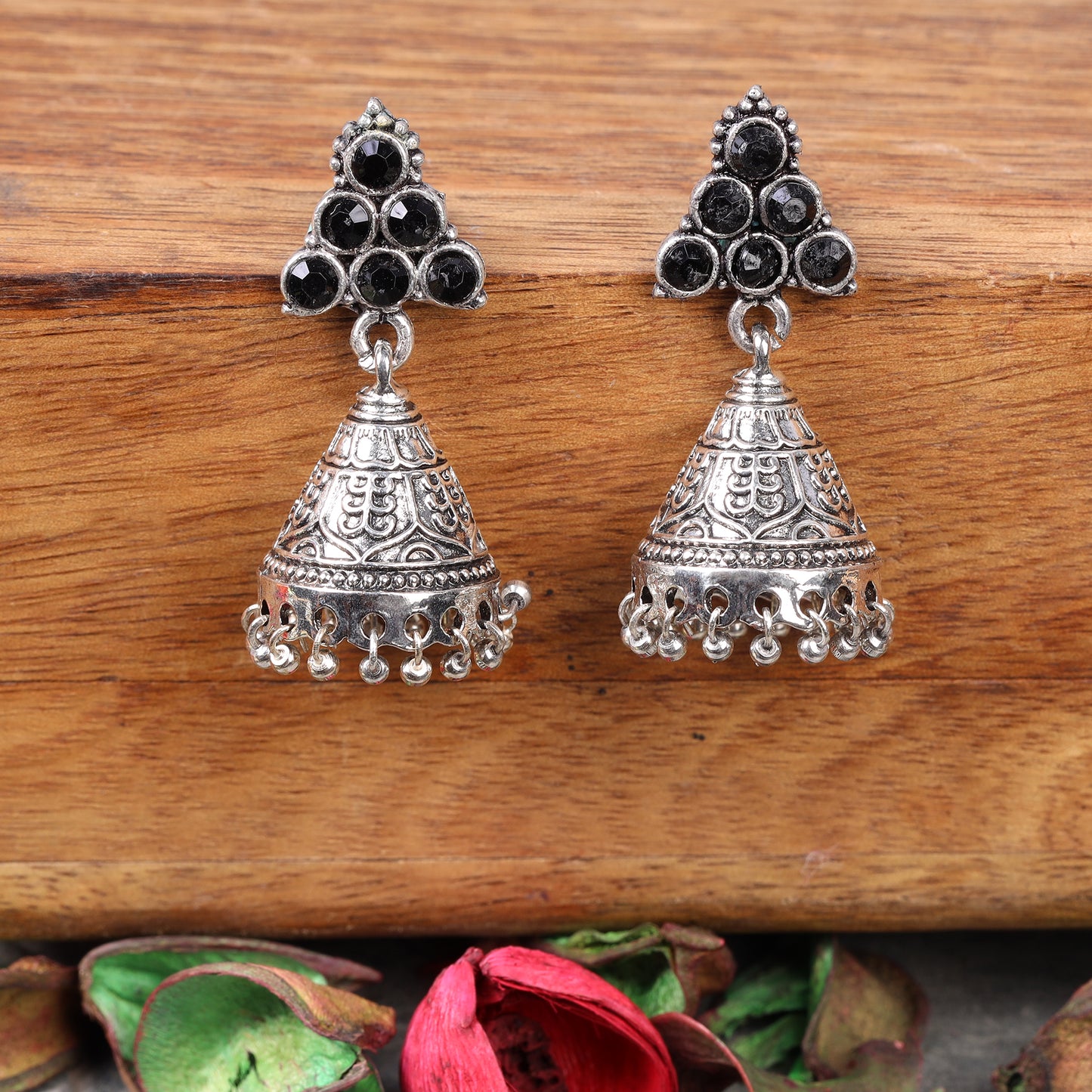 I-conical hanging Jhumki earrings (Black)