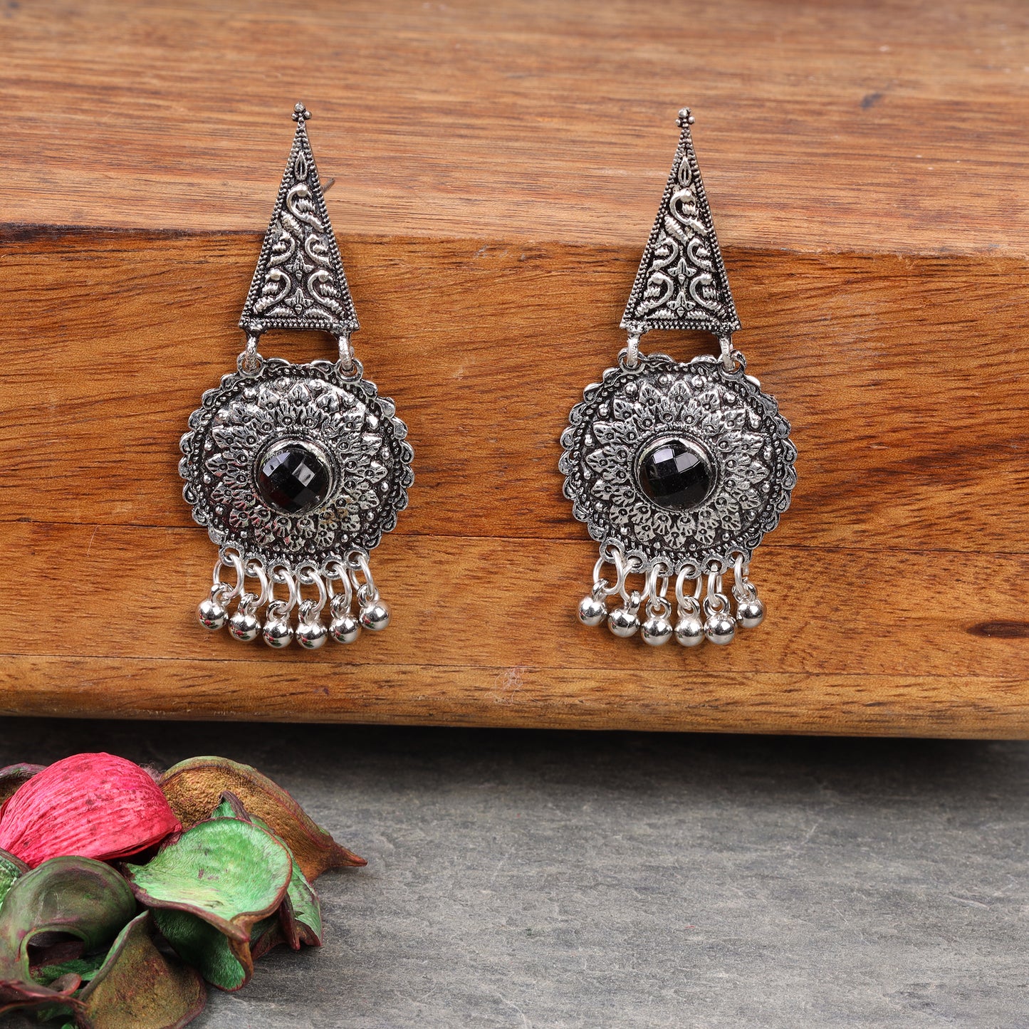 Shine Fine Dangler Earrings (Black)