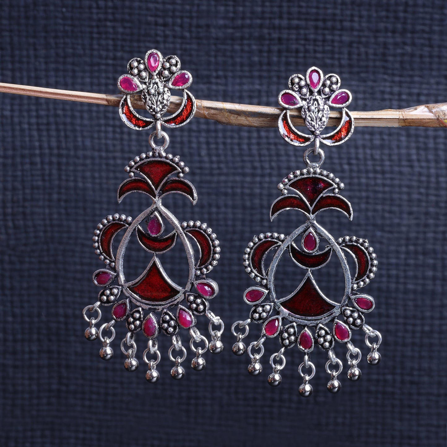 Magical Meenakari Dangler Earring (Red)