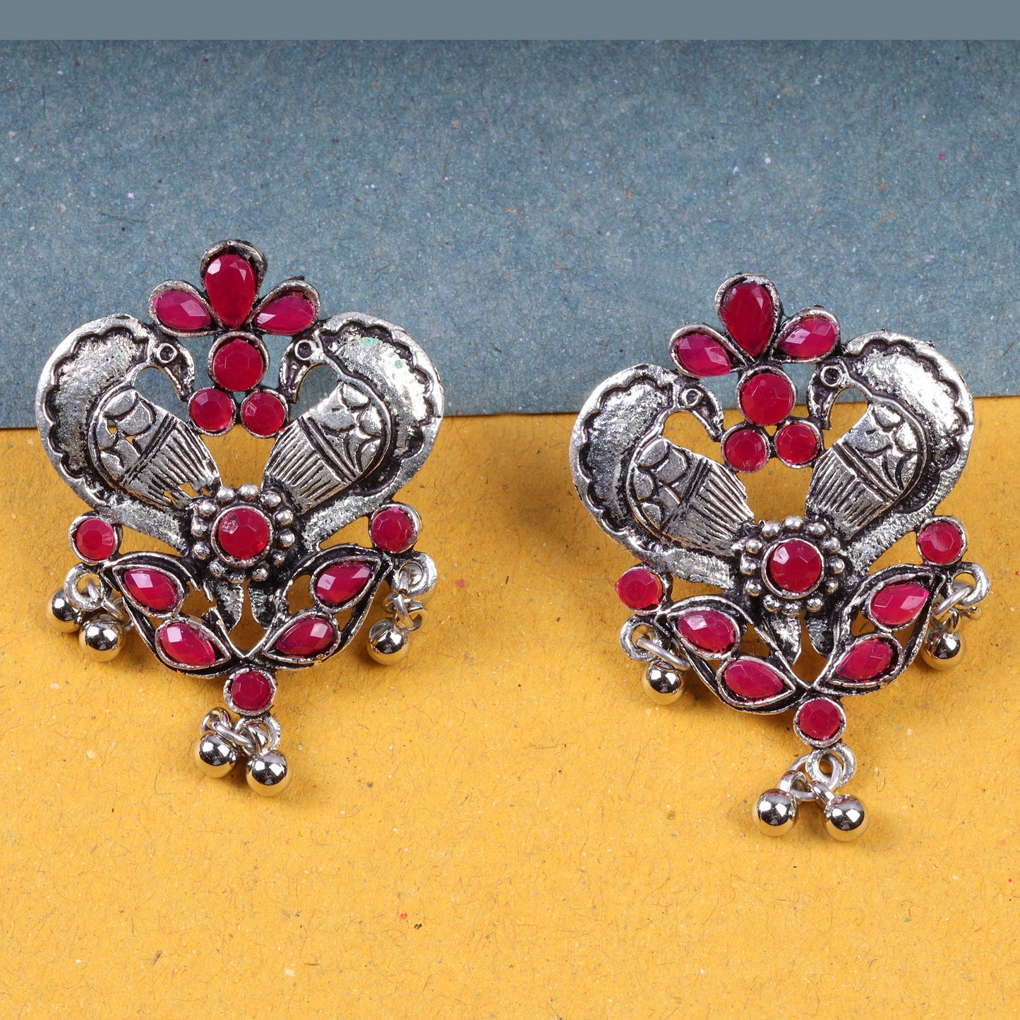 Bulbul Bling Party Studds earrings (Red)