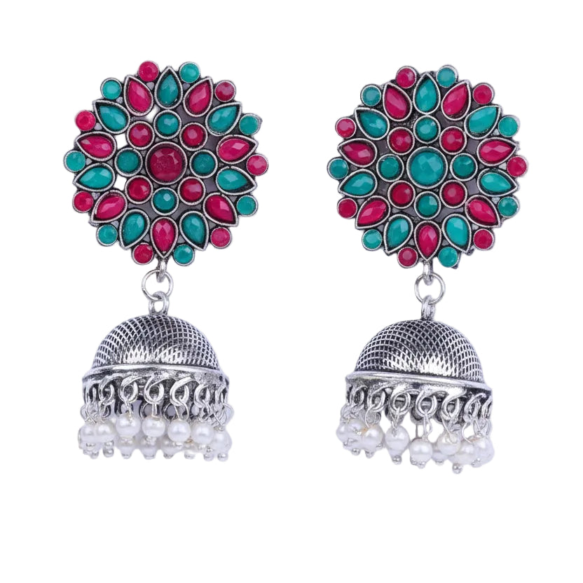 Kamalika stone studded earrings (Multicolored)