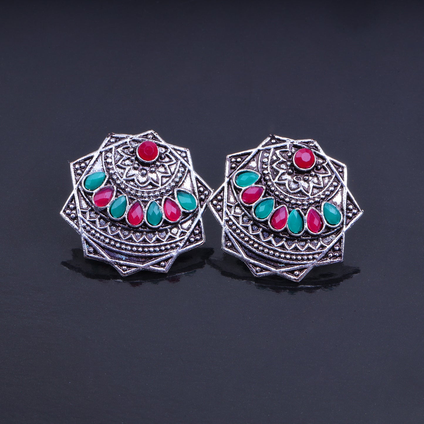 Mandala Hexa stud earrings (Multicolored)