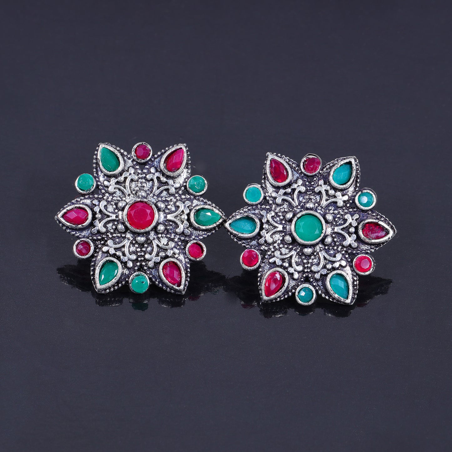 flower-alpana stud earrings (Multicolored)