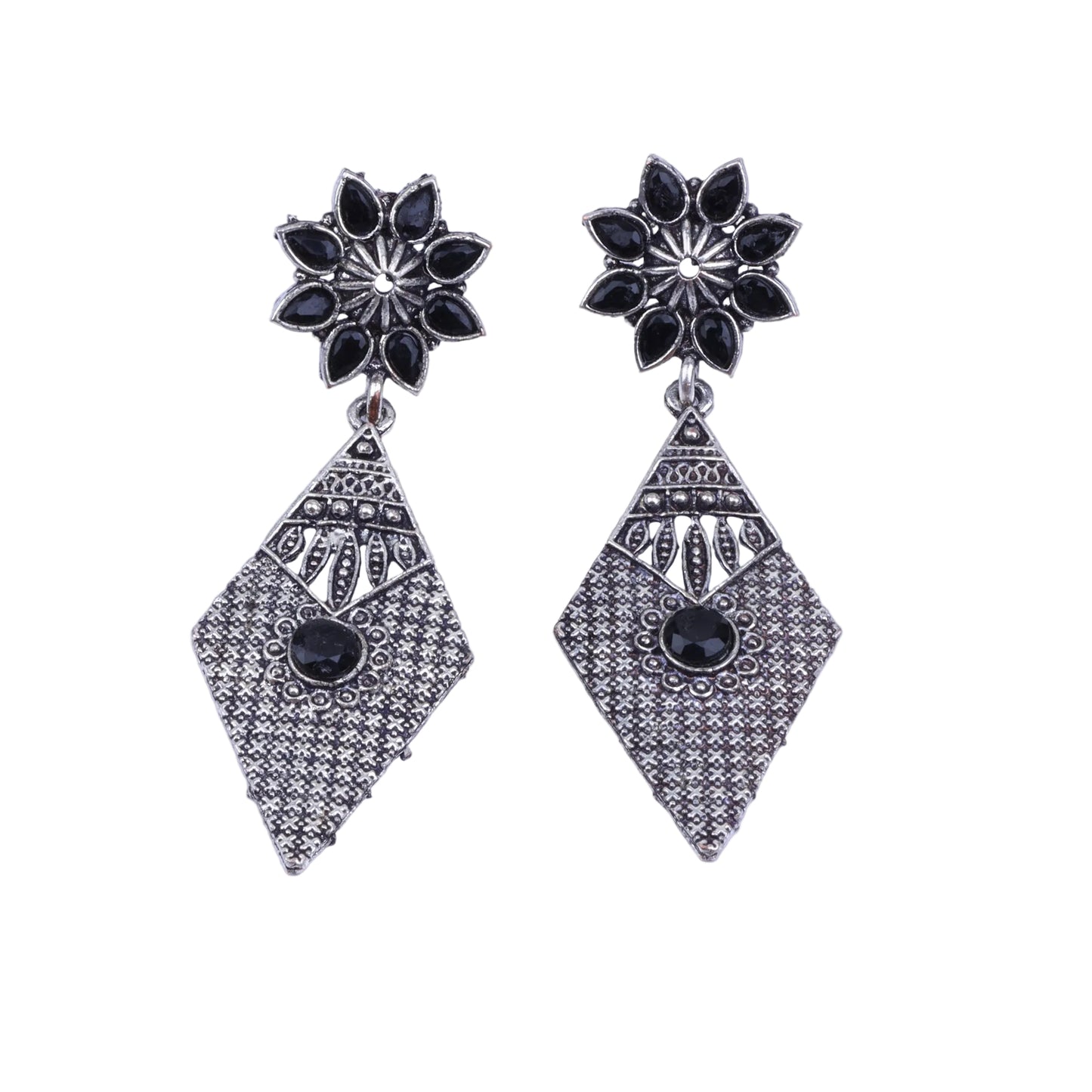 Kite delight stone studded dangler earrings (Black)