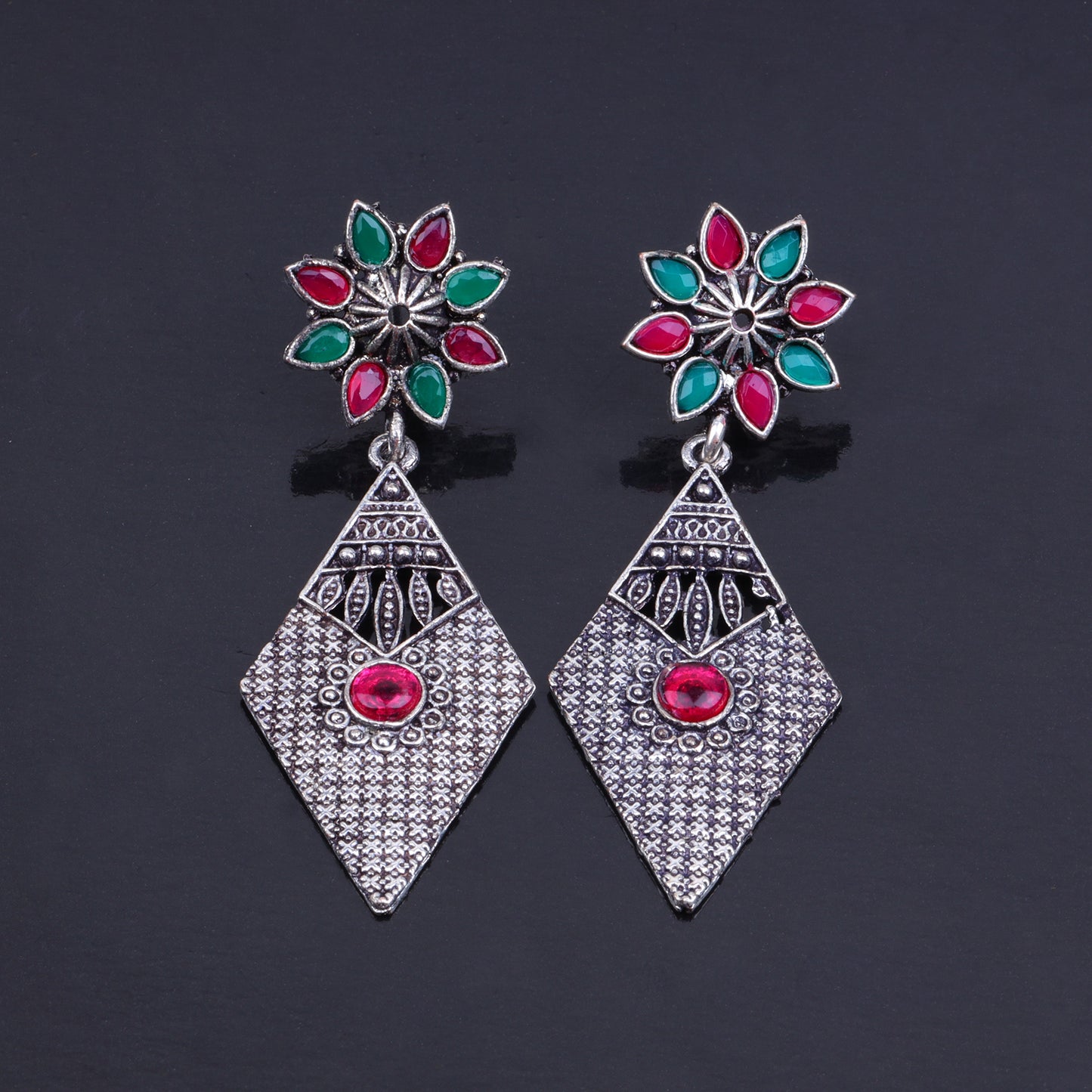 Kite delight stone studded dangler earrings (Multicolored)