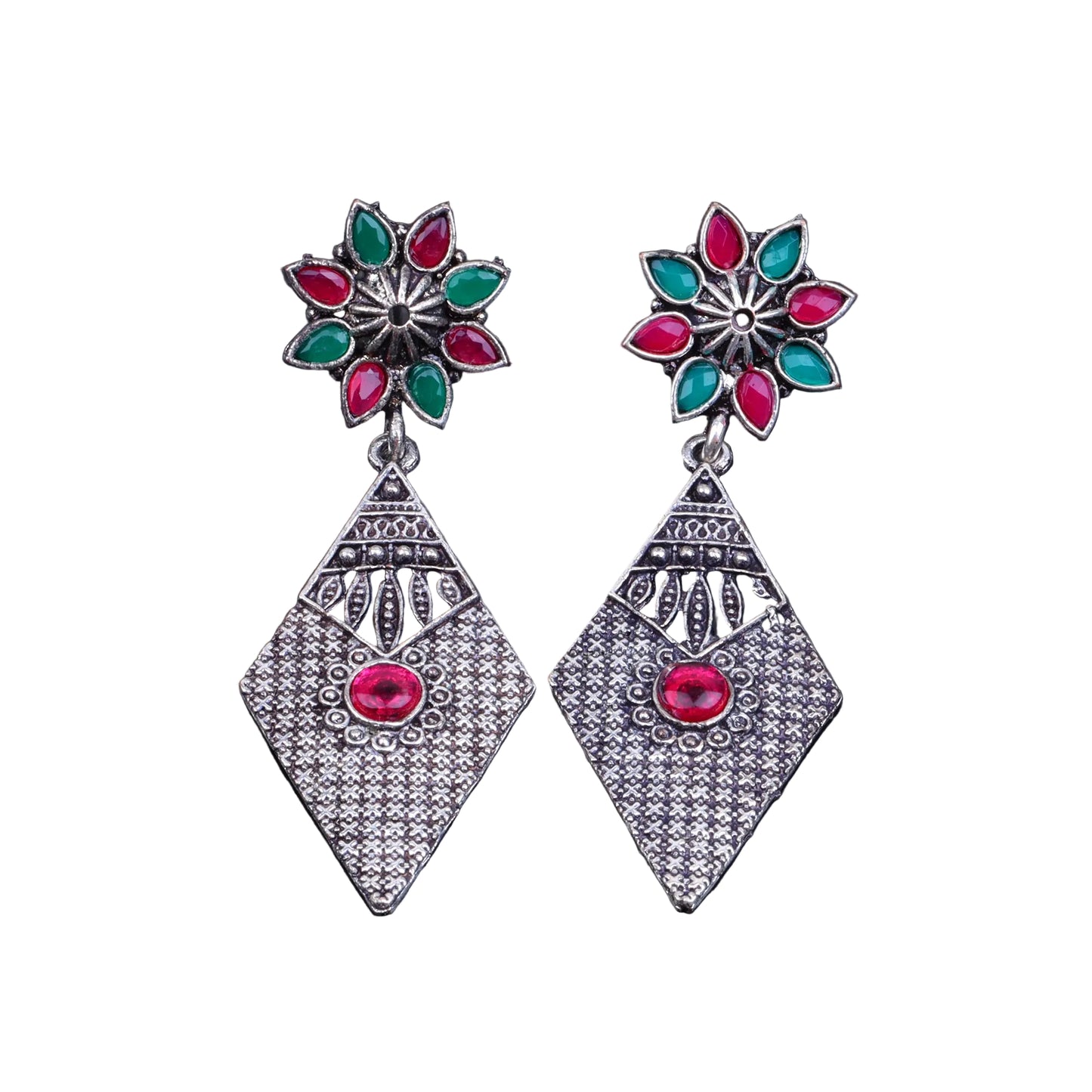 Kite delight stone studded dangler earrings (Multicolored)