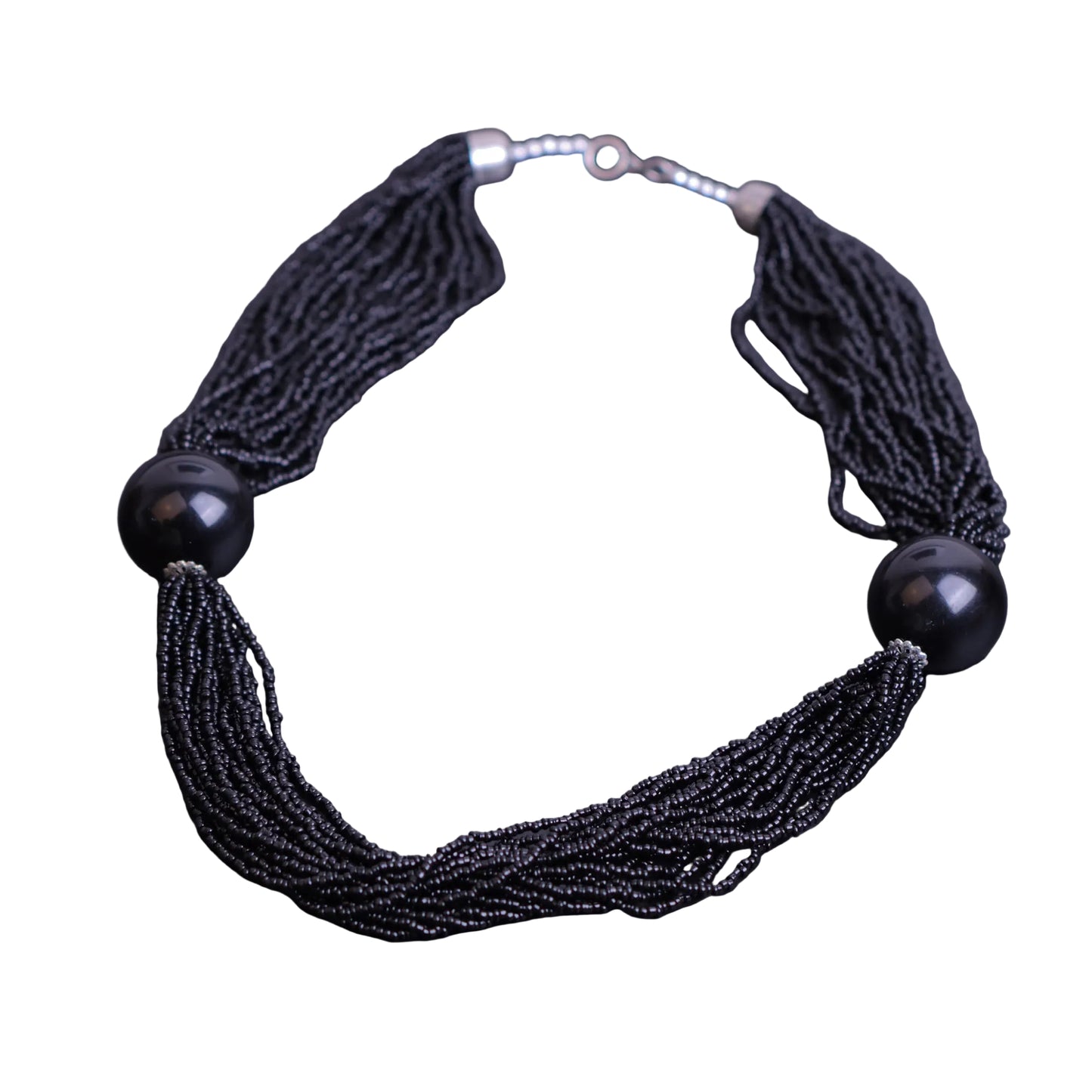 Blazing black beaded neckpiece
