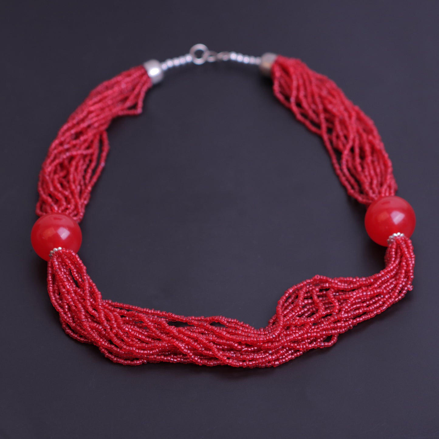 Crimson red beaded neckpiece