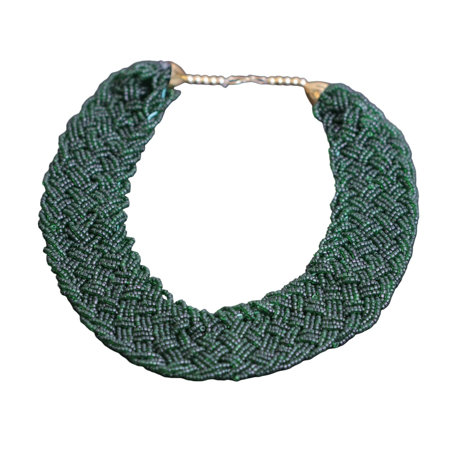 Evergreen braided beaded neckpiece