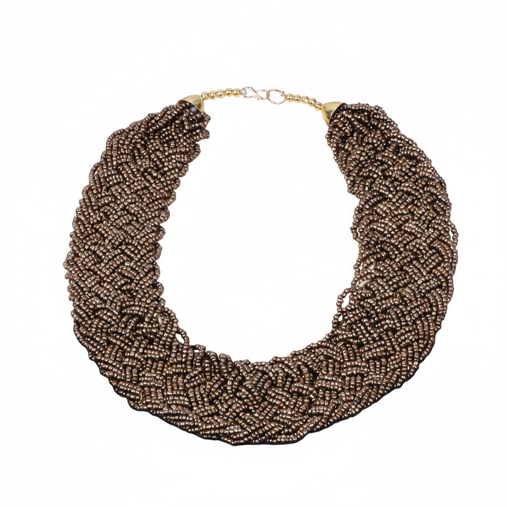 Golden glow breaided beaded neckpiece