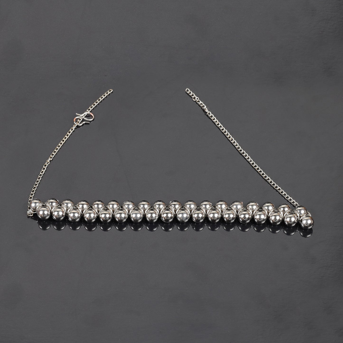 Silver Metallic Beads Stylish Choker Neckpiece