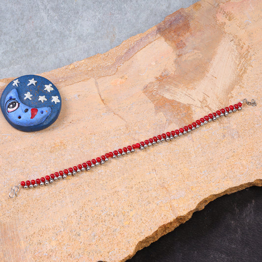 Red beetle pearl anklet (Red)