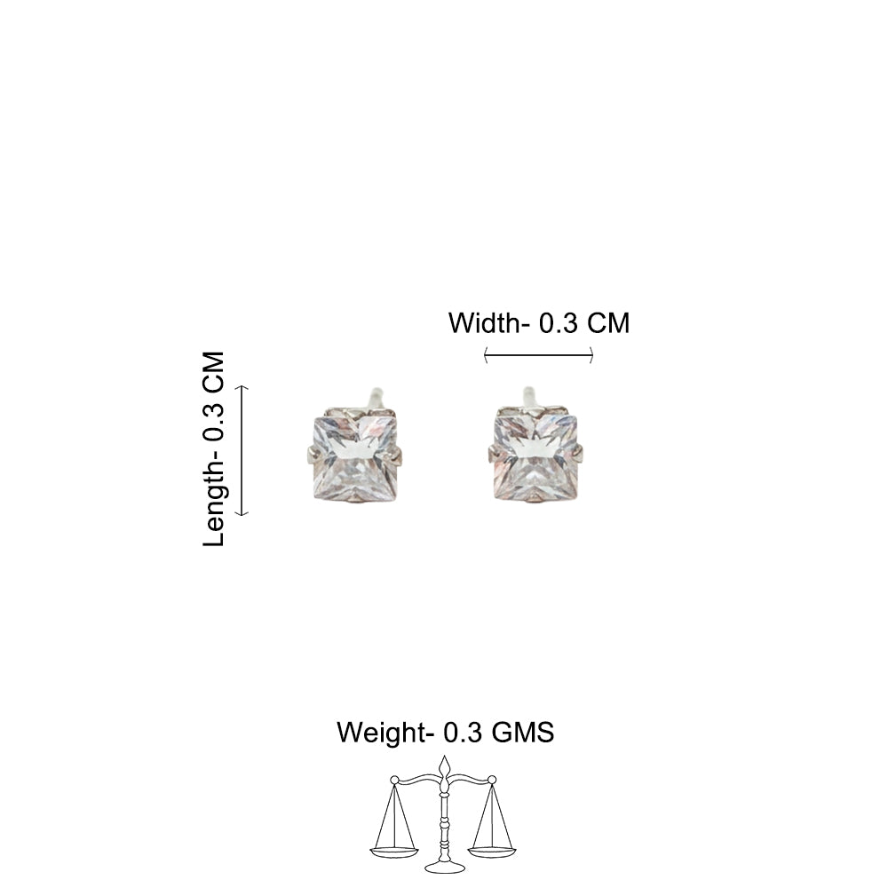 Zirconia Crystal Square Stud Earring