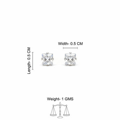 Zirconia Crystal Square Stud Earring