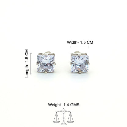 Zirconia Crystal Square Stud Earring