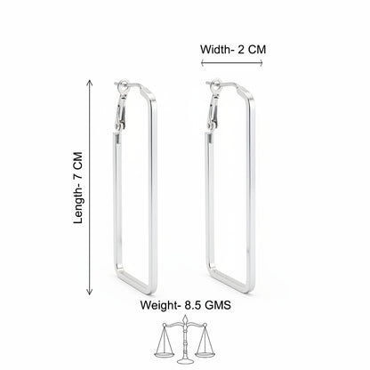 Sleek Silver Rectangular Hoop Earring