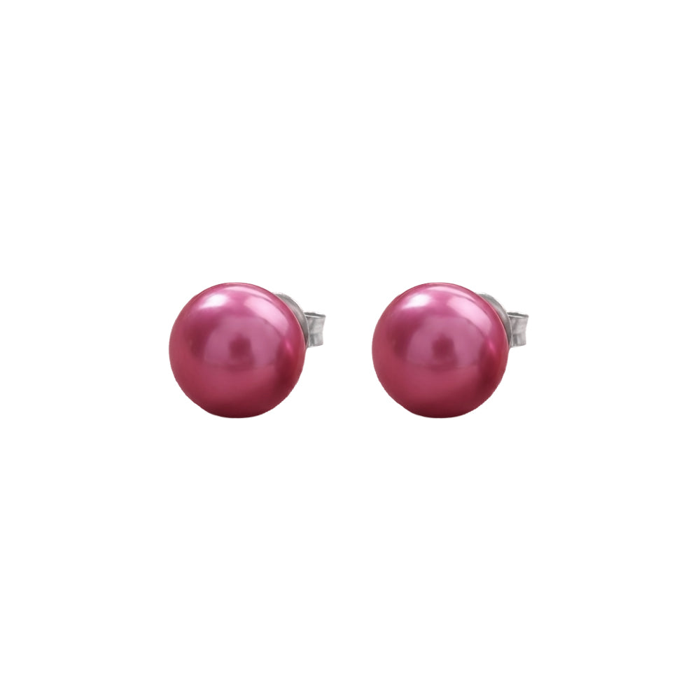 Glossy Dome Stud Earrings (Pink)