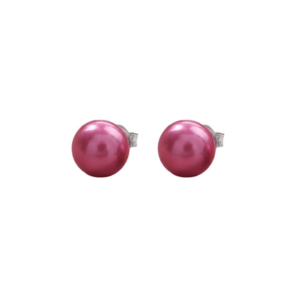 Glossy Dome Stud Earrings (Pink)
