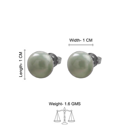 Glossy Dome Stud Earrings (Green)