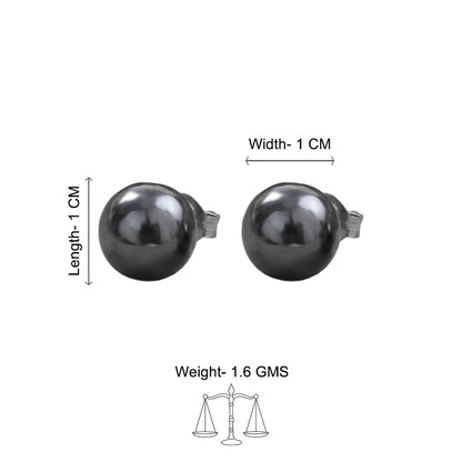 Glossy Dome Stud Earrings (Black)