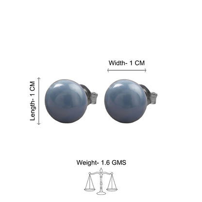 Glossy Dome Stud Earrings (Blue)