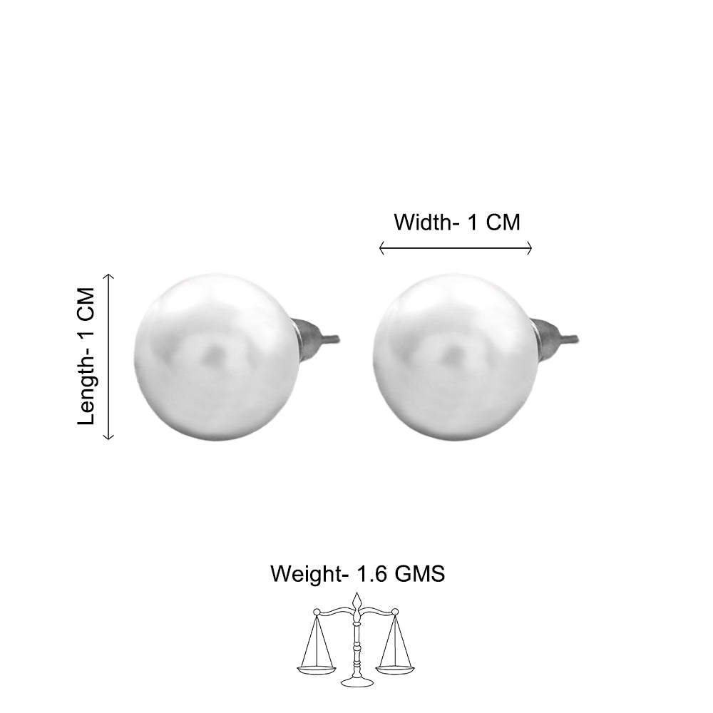 Glossy Dome Stud Earrings (White)