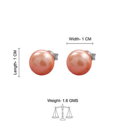 Glossy Dome Stud Earrings (Orange)