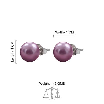 Glossy Dome Stud Earrings (Purple)