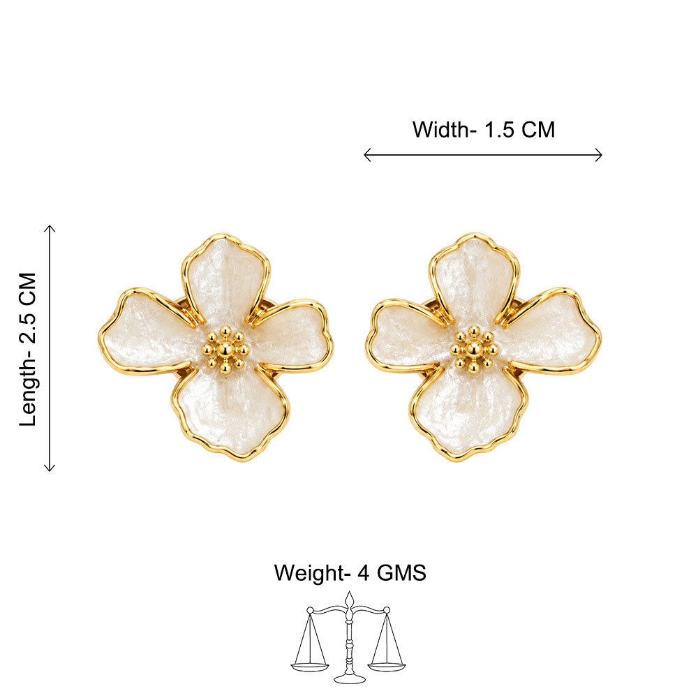Ivory Petal Bloom Stud Earrings