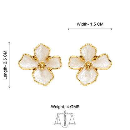 Ivory Petal Bloom Stud Earrings