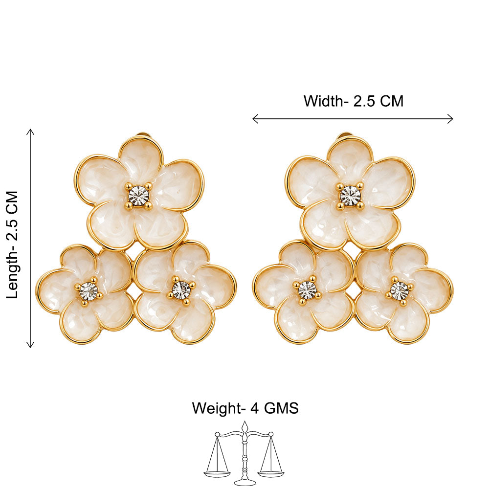 Golden Floral Cluster Earrings