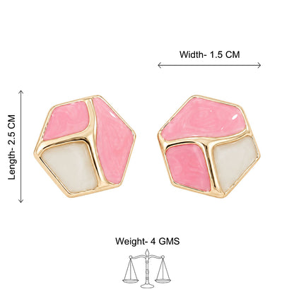 Pink Geometric Glow Stud Earrings